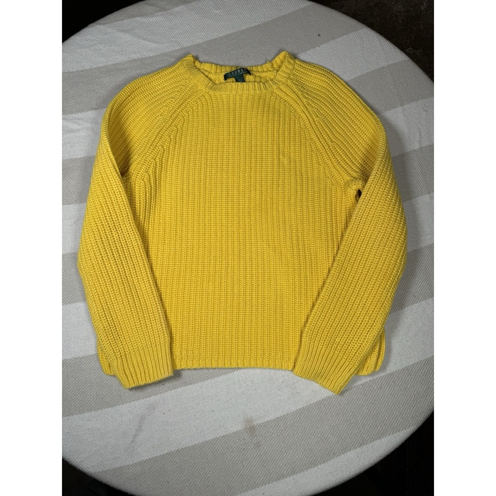 Lauren Sweater Womens XS Yellow Ralph LRL Chunky‎ Cozy Coastal Cottage Heritage